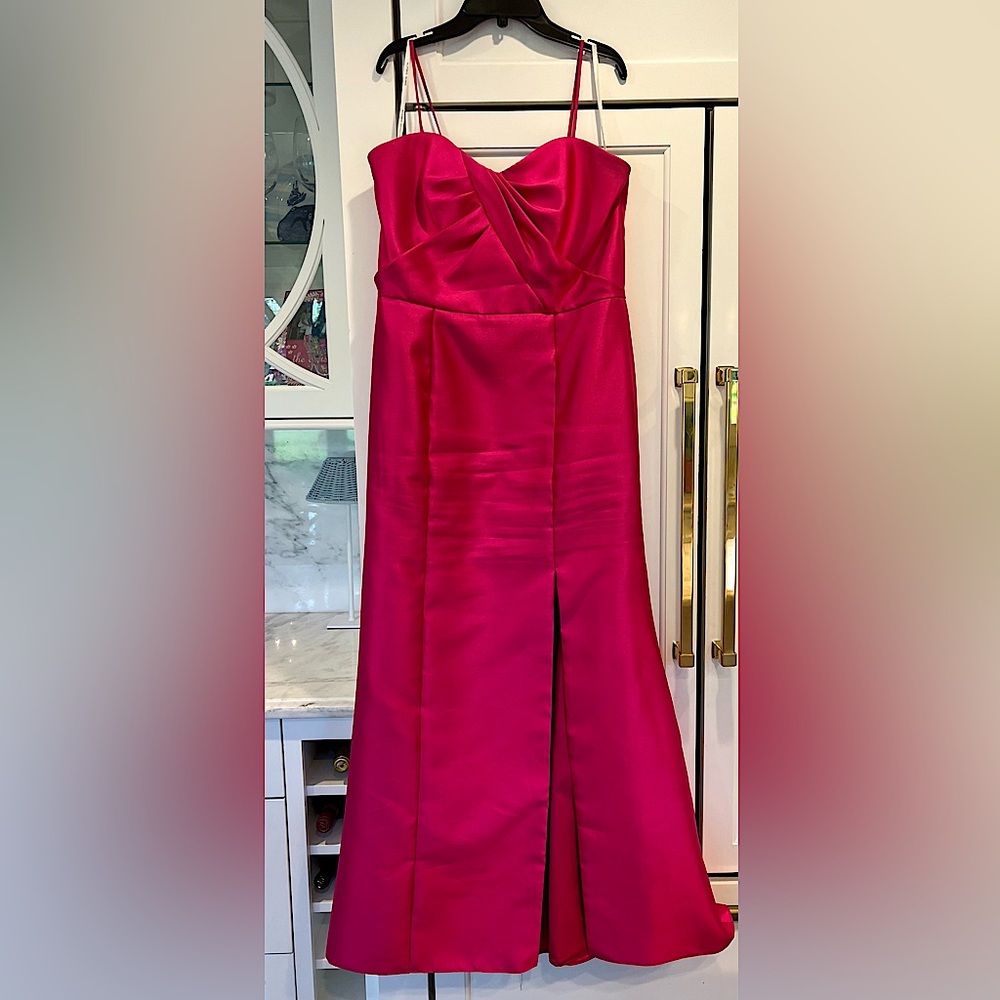 ALFRED SUNG EVENING GOWN AND SHOES IN MAGENTA PINK “Bridal Size” 14